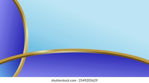 composition of empty space in blue and purple gradations with gold curved lines as background design inspiration for graphic visual arts or decorative designs in applied arts