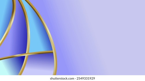 composition of empty space in blue and purple gradations with gold curved lines as background design inspiration for graphic visual arts or decorative designs in applied arts