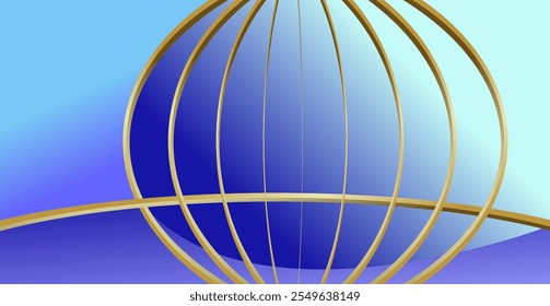 composition of empty space in blue and purple gradations with gold curved lines as background design inspiration for graphic visual arts or decorative designs in applied arts