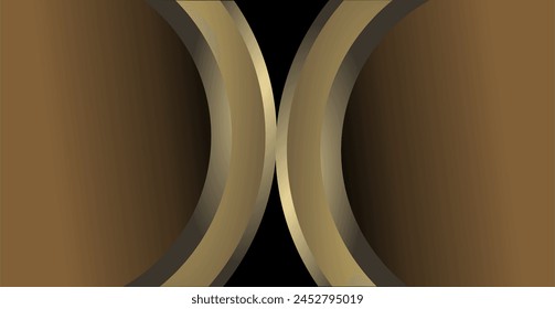 composition of empty space, curved lines and geometric abstract fields with gradations of gold, brown and black as background inspiration for visual communication design