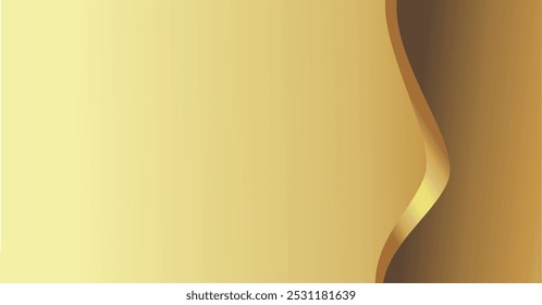 composition of empty space, curved lines and geometric abstract fields with gradations of yellow, gold and brown as background inspiration for visual communication design