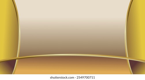 composition of empty space, curved lines and geometric abstract fields with gradations of gold, yellow, brown and black as background inspiration for visual communication design