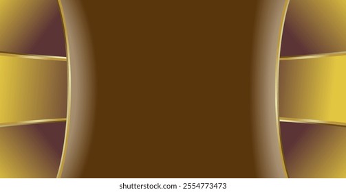 composition of empty space, curved lines and geometric abstract fields with gradations of gold, brown and black as background inspiration for visual communication design