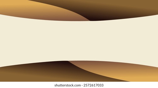 composition of empty space, curved lines and geometric abstract fields with gradations of gold, brown and black as background inspiration for visual communication design