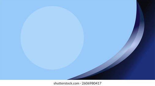 composition of empty space, curved lines and geometric abstract fields with gradations of blue as background inspiration for visual communication design