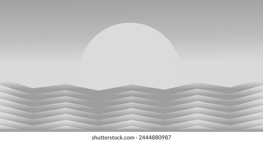 composition of empty space with gray gradient colors and circle geometry and zig zag lines as artistic support and background inspiration for visual communication design