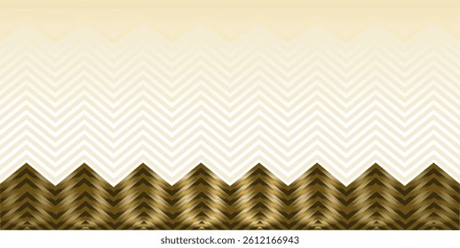 The composition of empty space, repetition of geometric planes, zigzag lines and the play of brown gold colors creates a dynamic effect that gives an elegant and expensive impression.