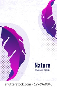 Composition from exotic tropical leaves on a white background. Template for your design. Vector illustration