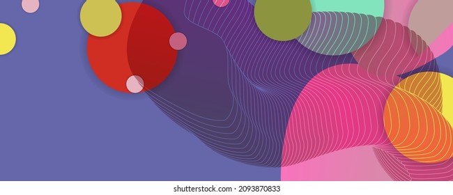 Composition of figures and lines abstract modern color Very Peri new popular color background with fluid luminous waves Vector. Trendy color of the 2022 year