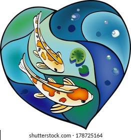 Composition with fish in stained glass style