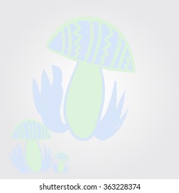 Composition of floral  pattern, doodles,leaves,stylized mushrooms,zigzag,spots, hole  . Hand drawn.