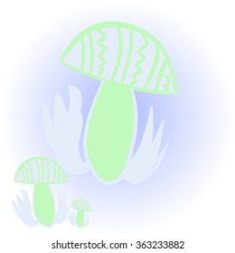 Composition of floral  pattern, doodles,leaves,stylized mushrooms,zigzag,spots, hole  . Hand drawn.