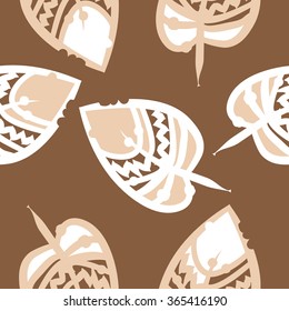 Composition of  floral seamless pattern, doodles,leaves, hole, spots. Hand drawn.