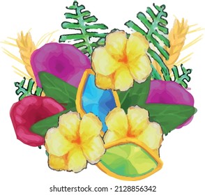 composition flower jewel nature bouquet art yellowe green pink red blue