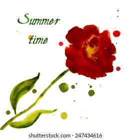 Composition with flower peony, watercolor made to your design.