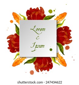 Composition with flower peony, watercolor made to your design.