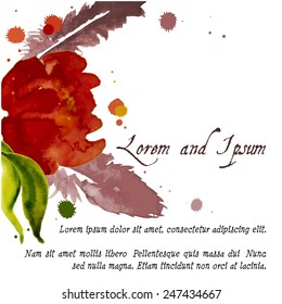 Composition with flower peony, watercolor made to your design.