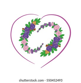 composition of flowers in the heart. Valentine's Day. vector illustration.