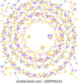 composición con flores y corazones sobre fondo blanco, espacio libre para el texto