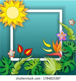Composition with flowers, leaves and abstract elements. Design for your poster, banner, flyer.