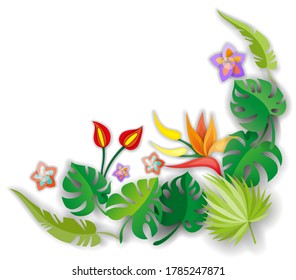 Zusammensetzung mit Blumen, Blättern. Design für Ihr Poster, Banner, Flyer.