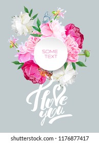 Composition of flowers of peonies