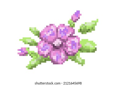 Composition with a flowers in pixel art style