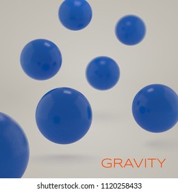 Composition of flying blue balls. Realistic vector illustration.