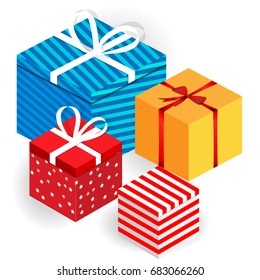Composition of four gifts on a transparent background