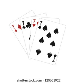 composition of four playing cards on a white background. Vector