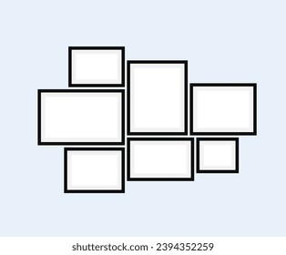 Composition of Frames for Photos, Pictures, Paintings, Illustrations. Photo Collage, Photo Puzzle. Collage Template. Mood Board. Vector Illustration.