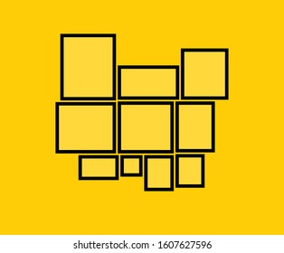Composition of Frames for Photos/Pictures/Paintings/Illustrations. Photo Collage, Photo Puzzle. Collage Template. Mood Board. Vector Illustration.