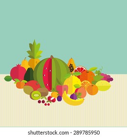 Composition of fresh fruit: citrus, exotic, stone and pome.