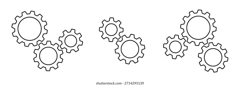 Composition of gears line editable stroke set. Vector - Powered by Shutterstock - Get 15% off with code: PIKWIZARD15
