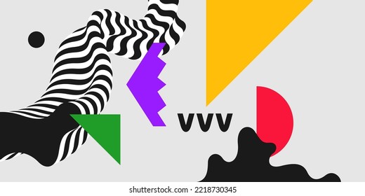 A composition with geometric and amorphous shapes. Abstract background for design. Trendy stylish graphics