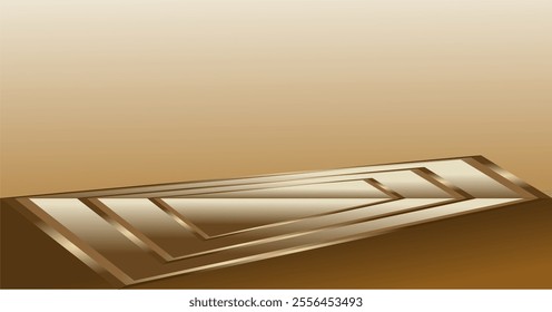 composition of geometric lines and planes and empty space with gold and brown gradient colors as inspiration for ornaments and graphic designs