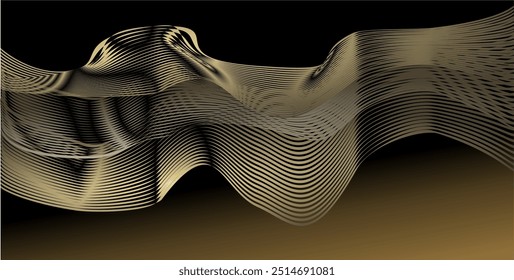 Zusammensetzung von geometrischen Linien und Ebenen in Gold, Braun und Gelb als Hintergrunddesign in grafischen visuellen Elementen und für andere visuelle Designbedürfnisse
