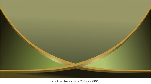 composition of geometric lines and planes with gold and green gradations as a background design for visual art or motifs in disposable art