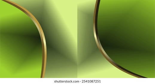 composition of geometric lines and planes with gold and green gradations as a background design for visual art or motifs in disposable art