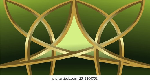 composition of geometric lines and planes with gold and green gradations as a background design for visual art or motifs in disposable art