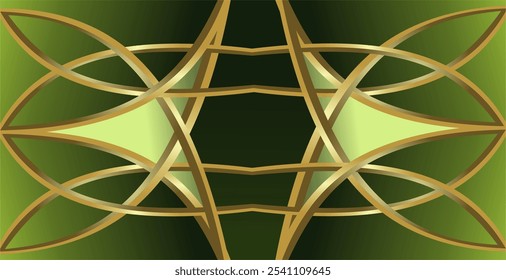 composition of geometric lines and planes with gold and green gradations as a background design for visual art or motifs in disposable art