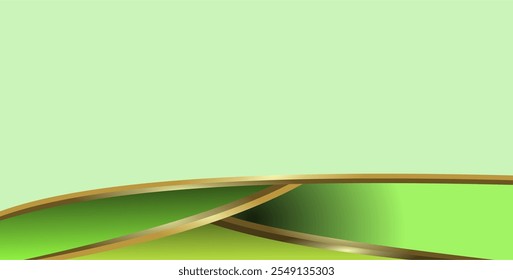 composition of geometric lines and planes with gold and green gradations as a background design for visual art or motifs in disposable art