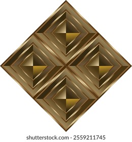 composition of geometric lines and planes with gold and brown gradient colors as inspiration for ornaments and graphic designs