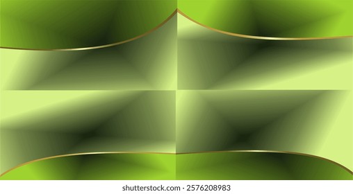 composition of geometric lines and planes with gold and green gradations as a background design for visual art or motifs in disposable art