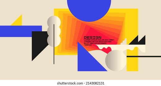 Composition with geometric shapes. Abstract background for design. Trendy stylish graphics. Experimental design