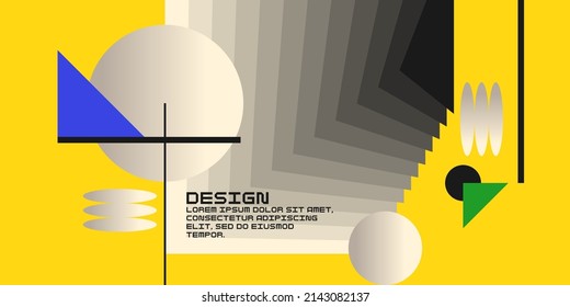 Composition With Geometric Shapes. Abstract Background For Design. Trendy Stylish Graphics. Experimental Design