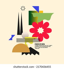 Composition with geometric shapes. Abstract background for design. Trendy stylish graphics