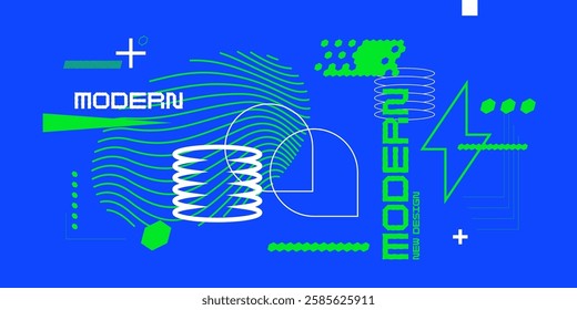Composition with geometric shapes. Abstract background for design. Trendy stylish graphics.