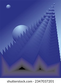 the composition of geometric shapes and fields with shades of blue-purple tones to support the needs of visual communication design