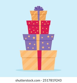 Composición con regalos. Ilustración vectorial